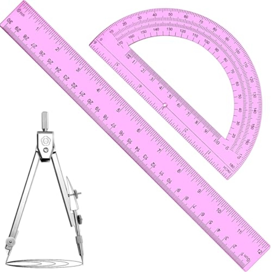 Ruler Set Transparent - 3 Pcs Plastic Ruler 6 Inch