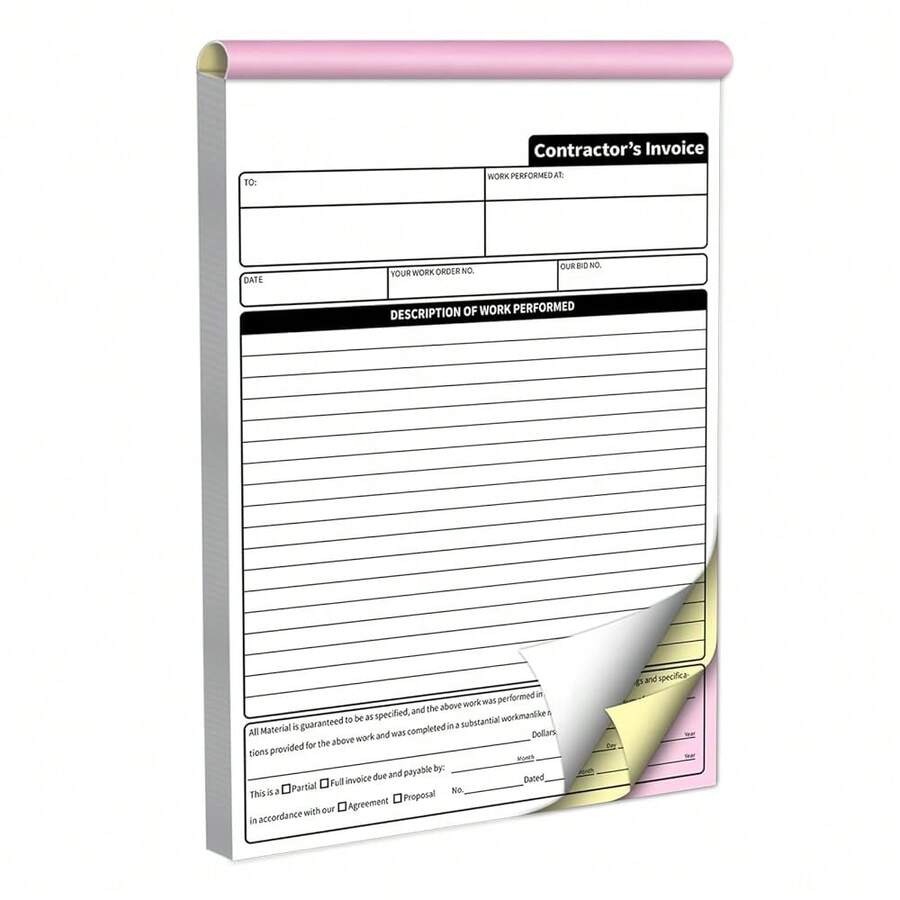 Carbon Copy Book - Contractor Invoice Books, 3 Part Carbonless