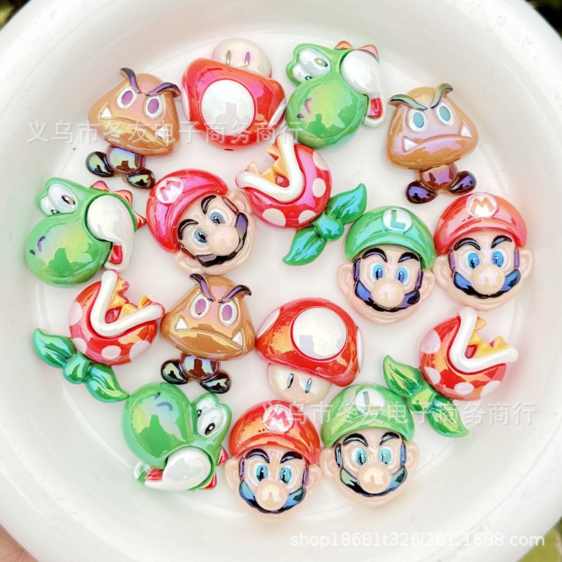 Stationery Supply - 5/10pcs cartoon ornament through-hole resin bead