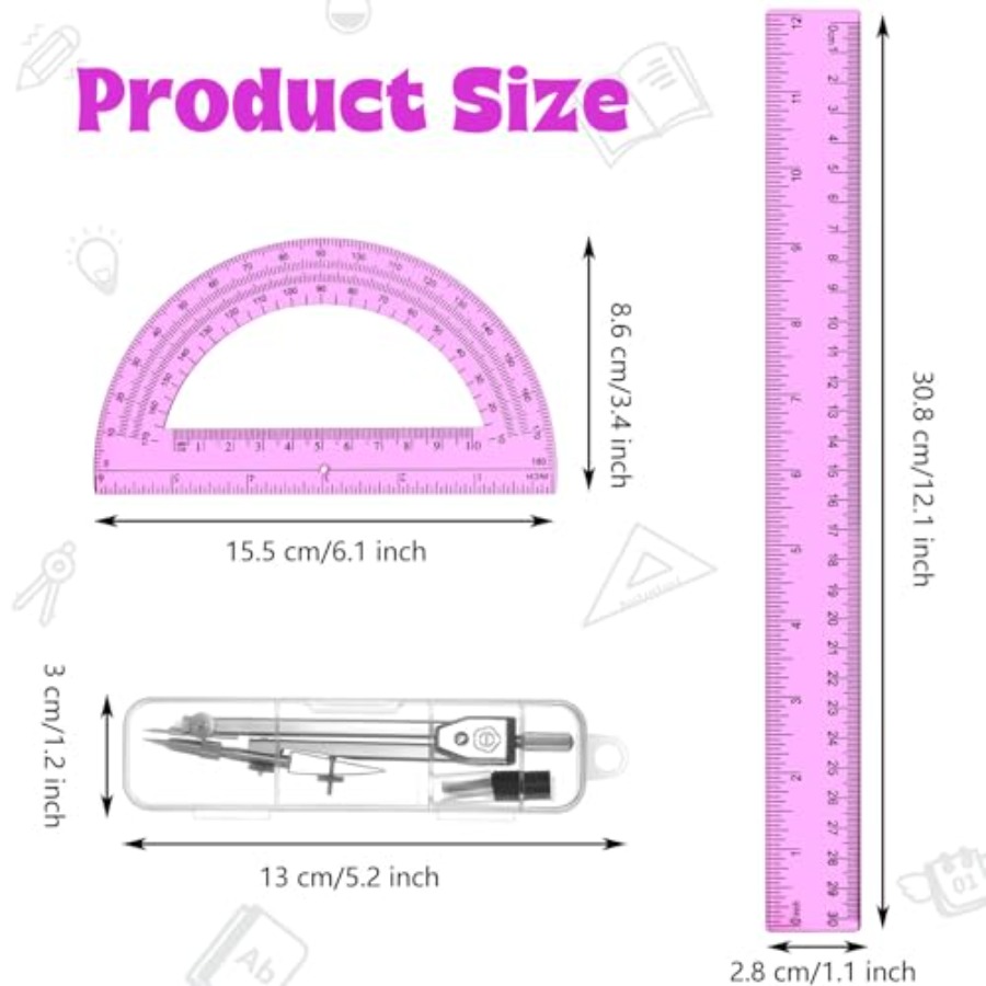 3 Pcs Plastic Ruler 6 Inch Pro – обзор и цена Ruler Set Transparent