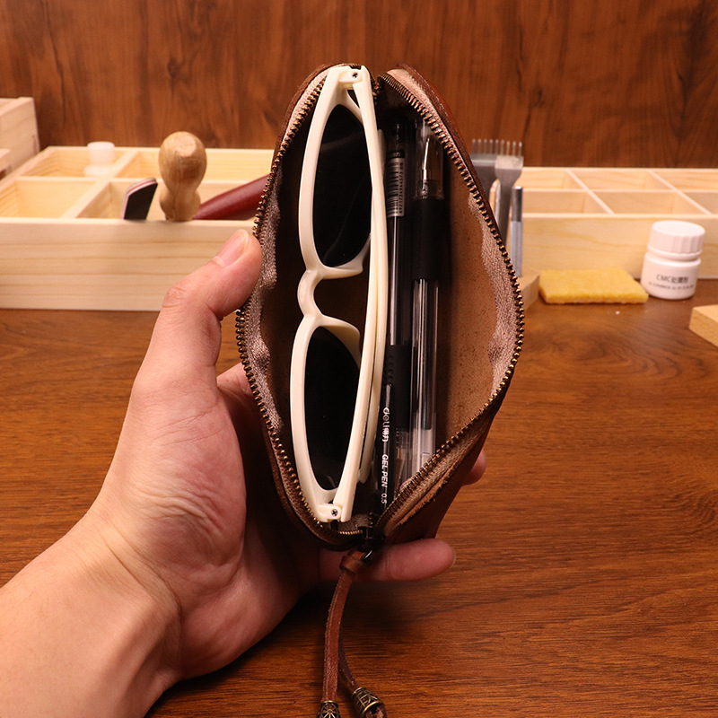 Cowhide pen bag for men vintag – обзор и цена Tan Stationery & Office Supply