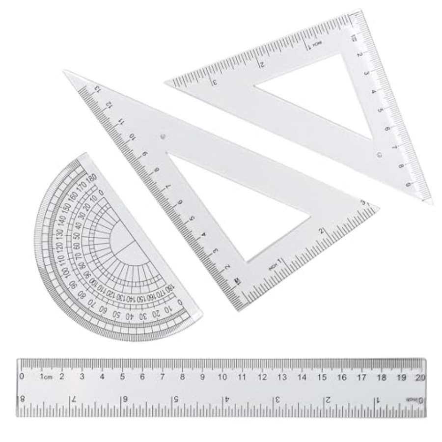 4 Pcs Math Geometry Set, Trans – обзор и цена Ruler Set Transparent