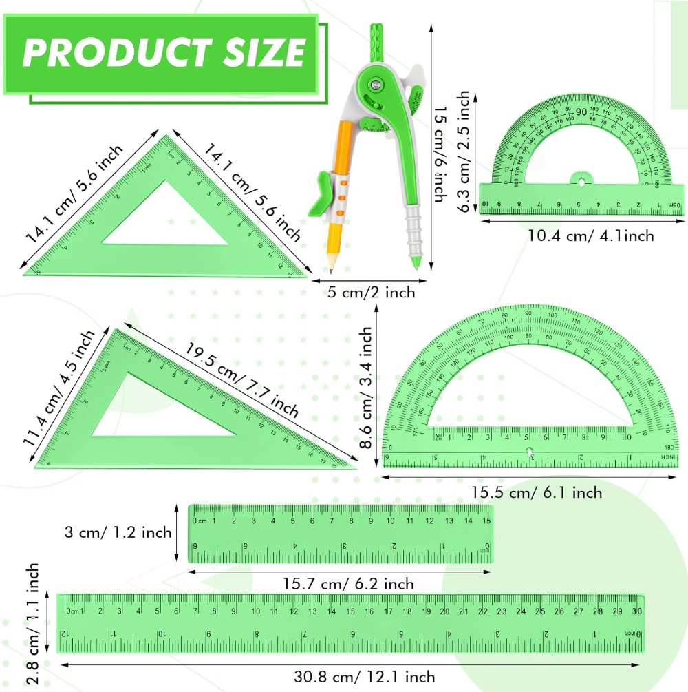 7 Pcs Geometry Math Set: 6/4 I – обзор и цена Ruler Set Transparent