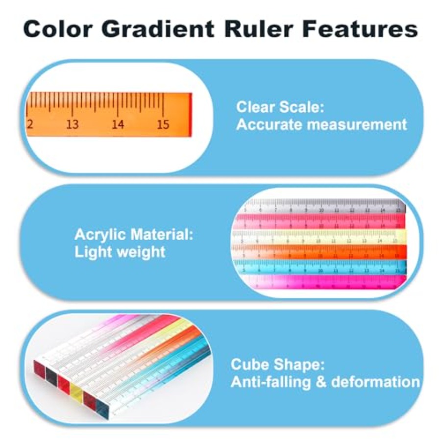 6pcs Colorful Clear Straight R – обзор и цена Ruler Set Transparent