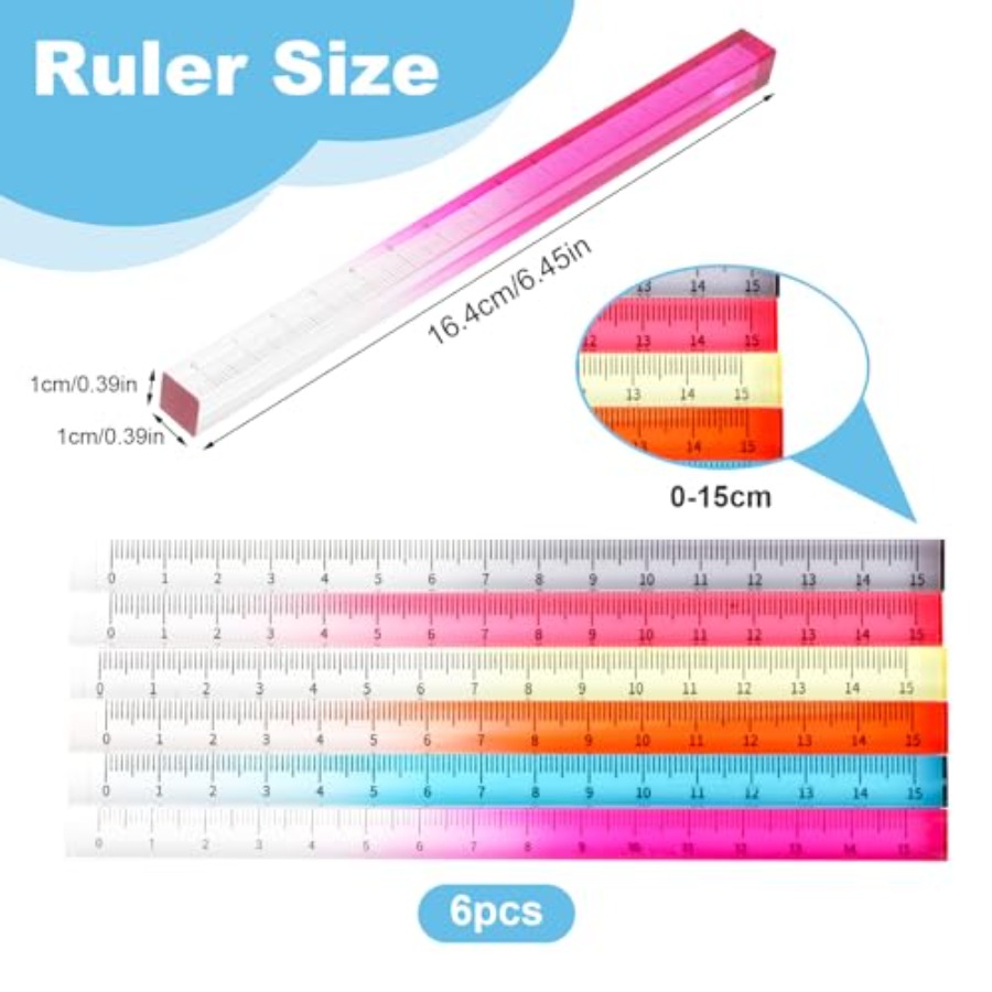 6pcs Colorful Clear Straight R – обзор и цена Ruler Set Transparent