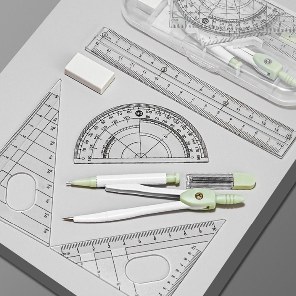 8PCS/Set Plastic Ruler Compass – обзор и цена Ruler Set Transparent